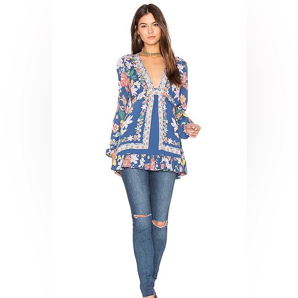 Free People Tops - Free People Violet Hill Printed Tunic Top, Size 4, Excellent Condition!